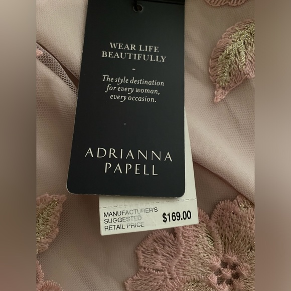 NWT Adrianna Papell Floral Embroidered Sheath Rose Gold Dress Size 12 - Picture 15 of 16
